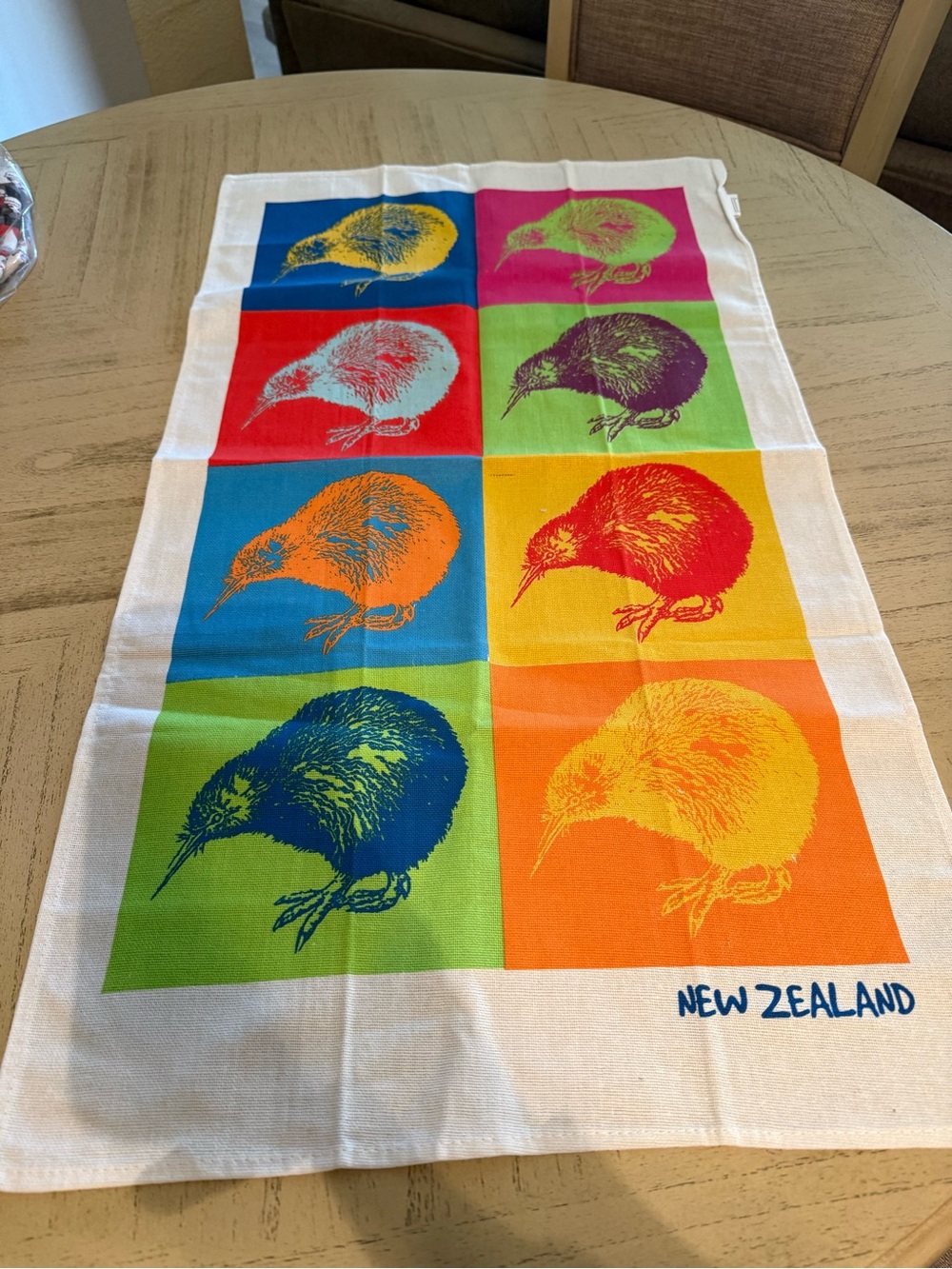 New Zealand Kiwi Bird Pop Art tea towel never used